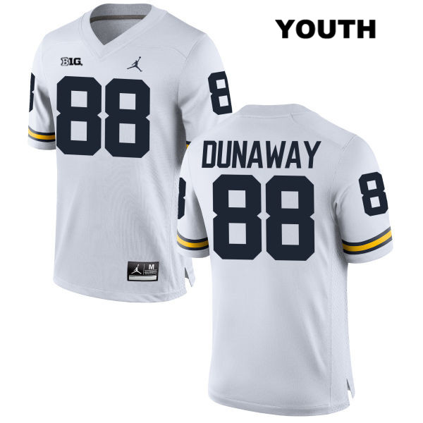Youth NCAA Michigan Wolverines Jack Dunaway #88 White Jordan Brand Authentic Stitched Football College Jersey PN25F88DG